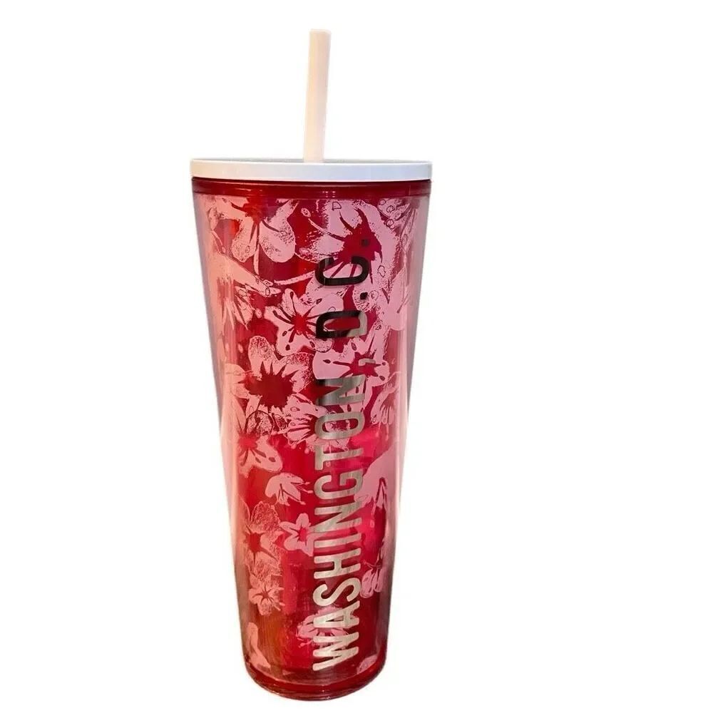 Starbucks Washington D.C. Pink Floral Tumbler 24oz Limited Edition Travel Cup